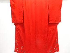 アンティーク　時代衣装　江戸縮緬　松竹梅模様刺繍着物(比翼付き)